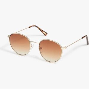 J. Crew Sunglasses Women Rounded Frame 100% UV Protection Gold Metal Brass